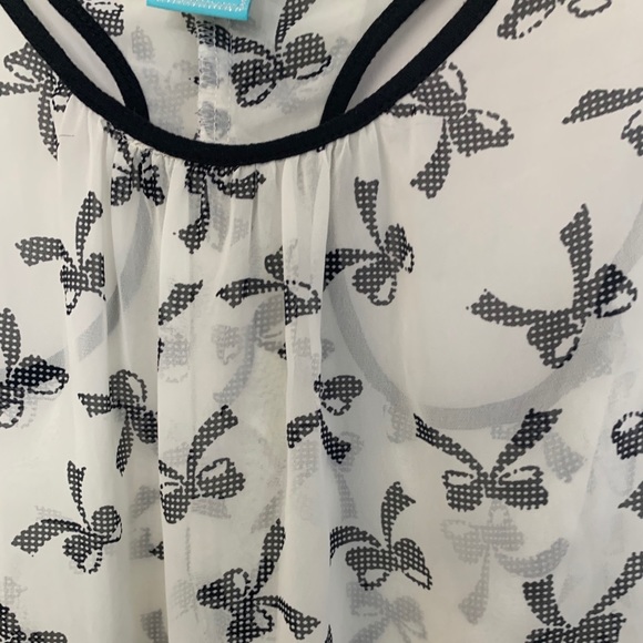 White Chiffon Racerback Polka Dot Bows Tank Top - Picture 6 of 9